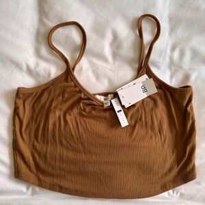 BP Ribbed Cropped Cami in Warm Camel